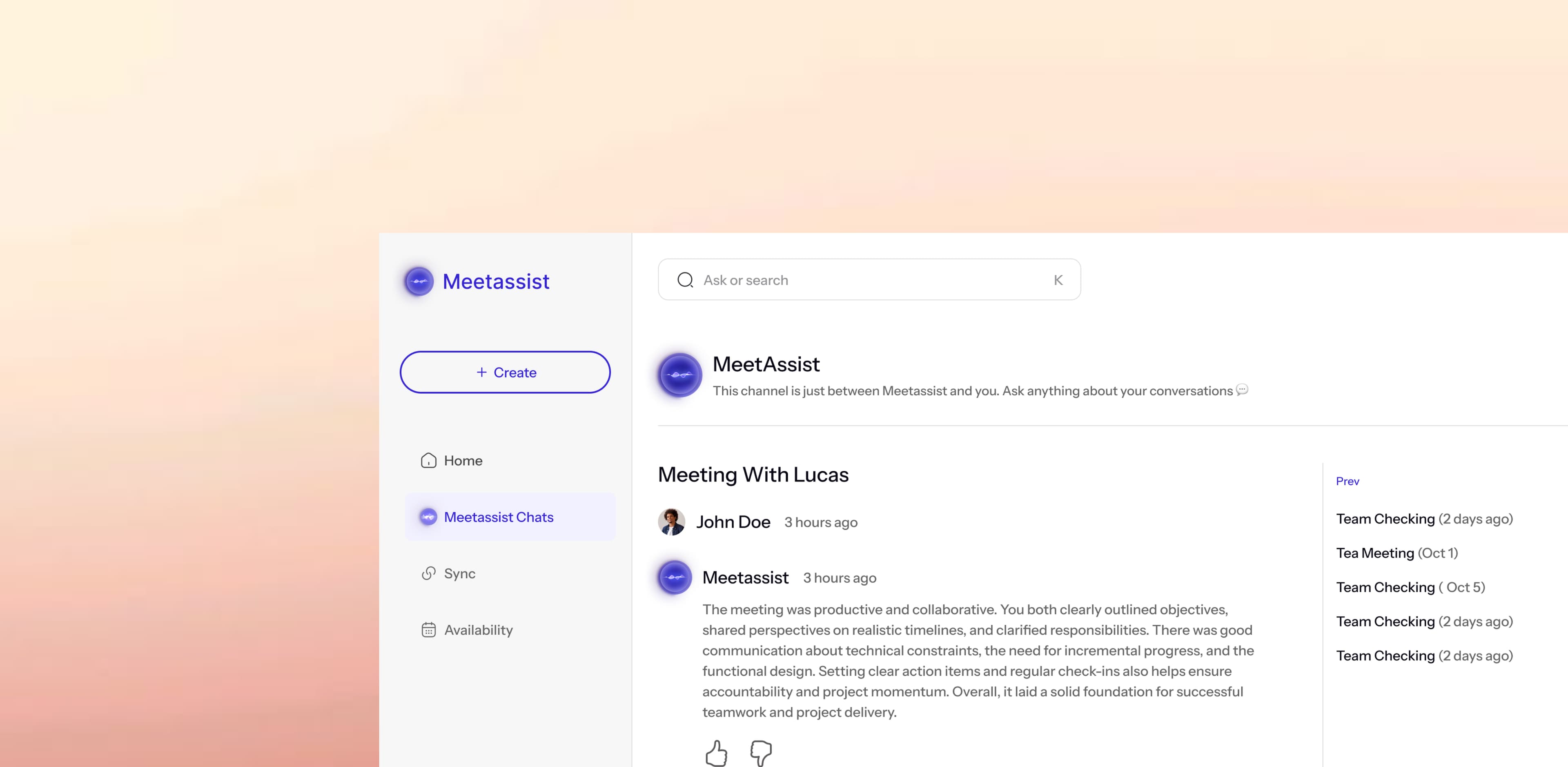 AI assistant providing meeting insights